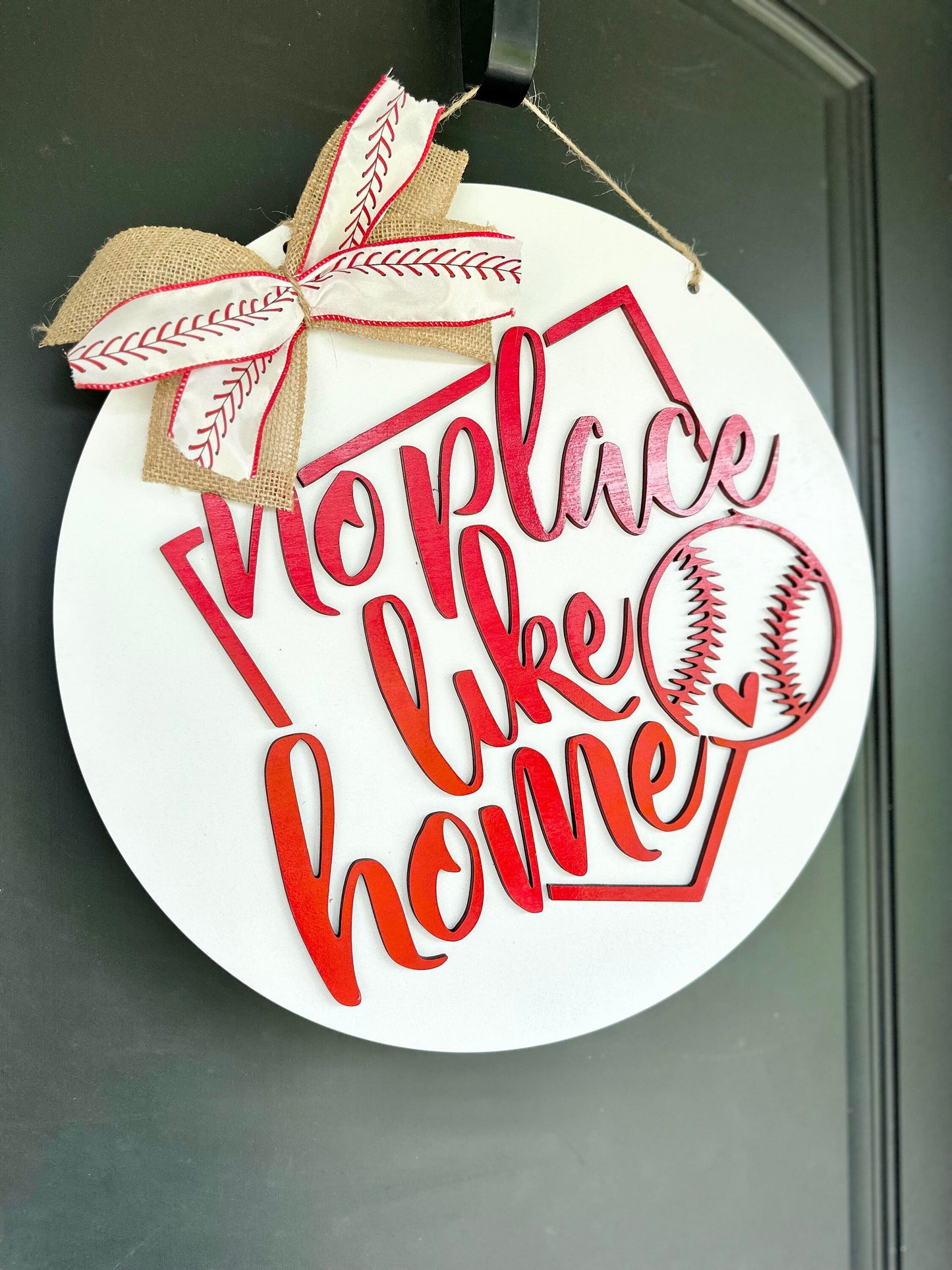 No place like Home Baseball Door Hanger - Baseball Front Door Sign - Baseball Signs - Baseball Wreath - Baseball Home Decor