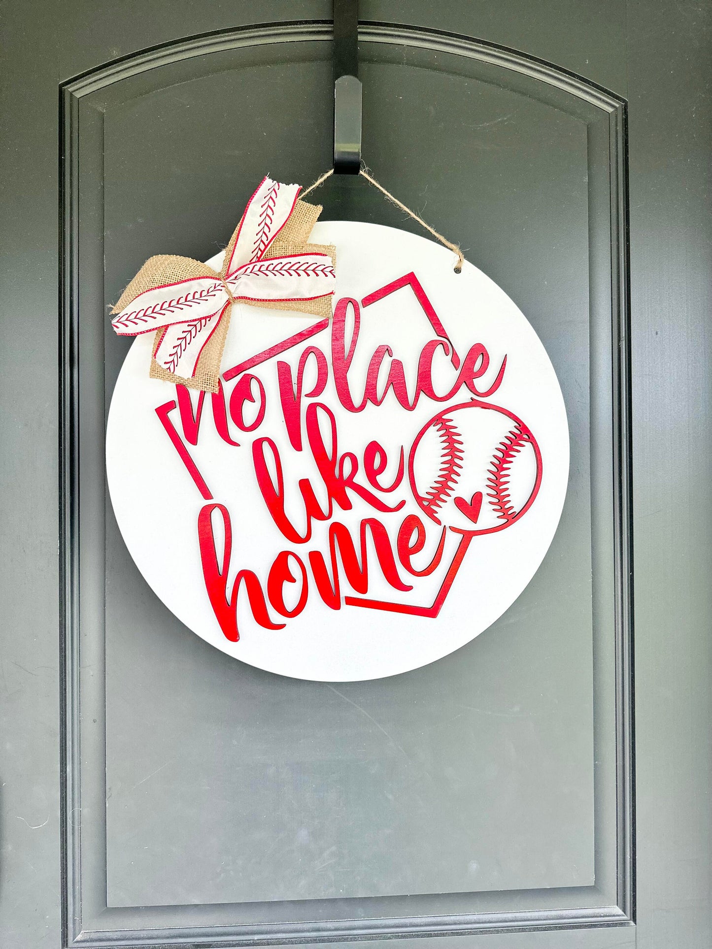 No place like Home Baseball Door Hanger - Baseball Front Door Sign - Baseball Signs - Baseball Wreath - Baseball Home Decor