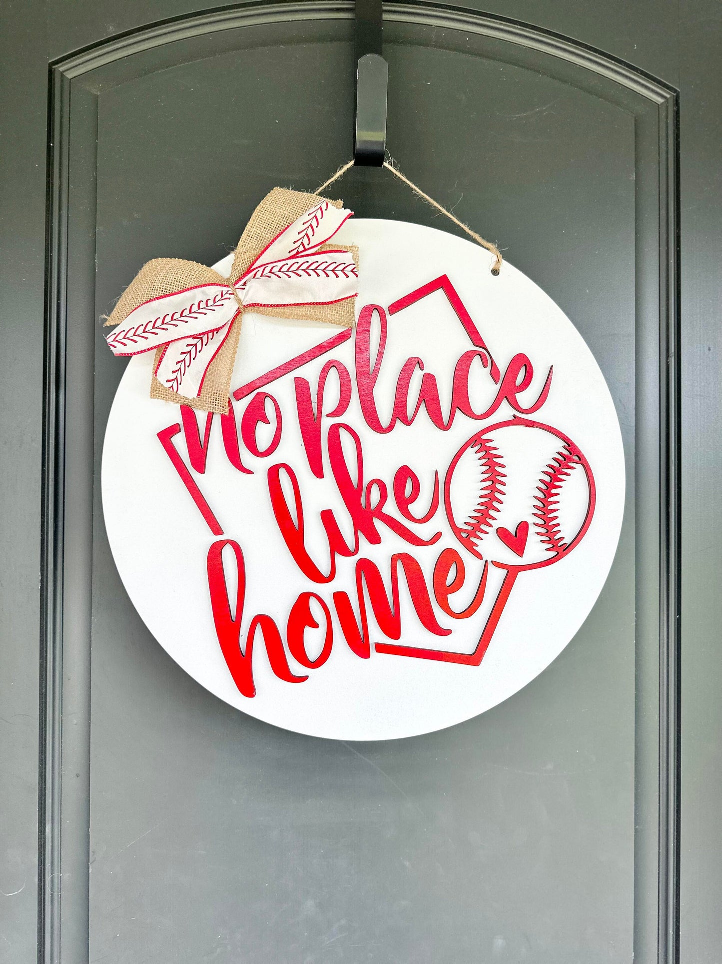 No place like Home Baseball Door Hanger - Baseball Front Door Sign - Baseball Signs - Baseball Wreath - Baseball Home Decor