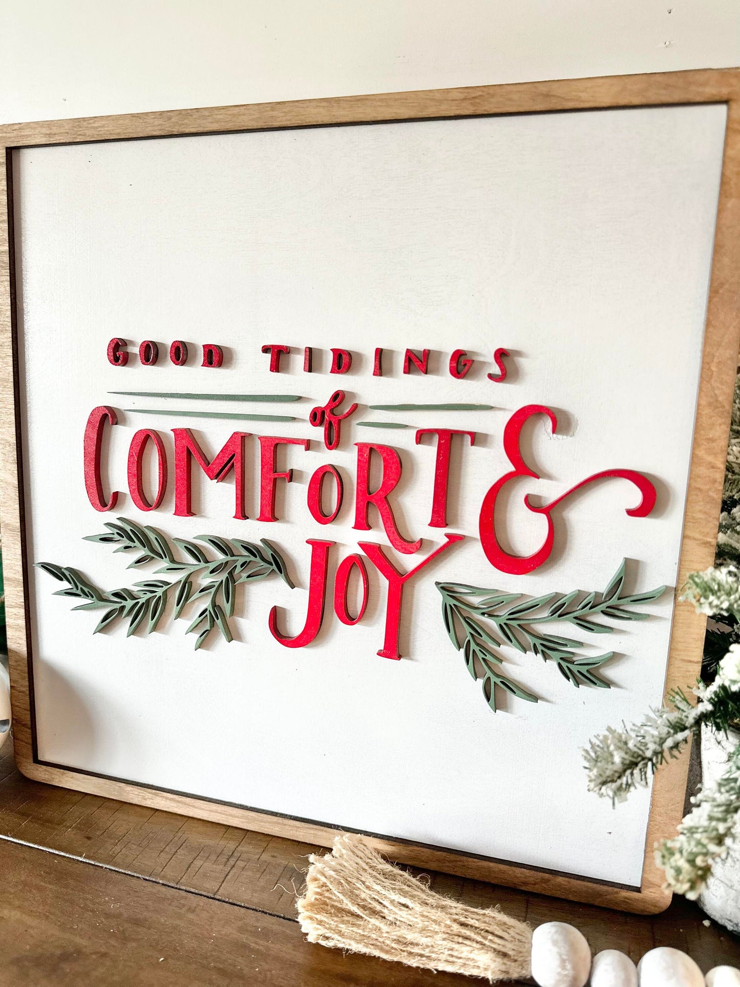 Good Tidings of Comfort and Joy, Large Christmas Signs, Farmhouse Christmas, Christmas Mantel Sign, Christmas Wall Art