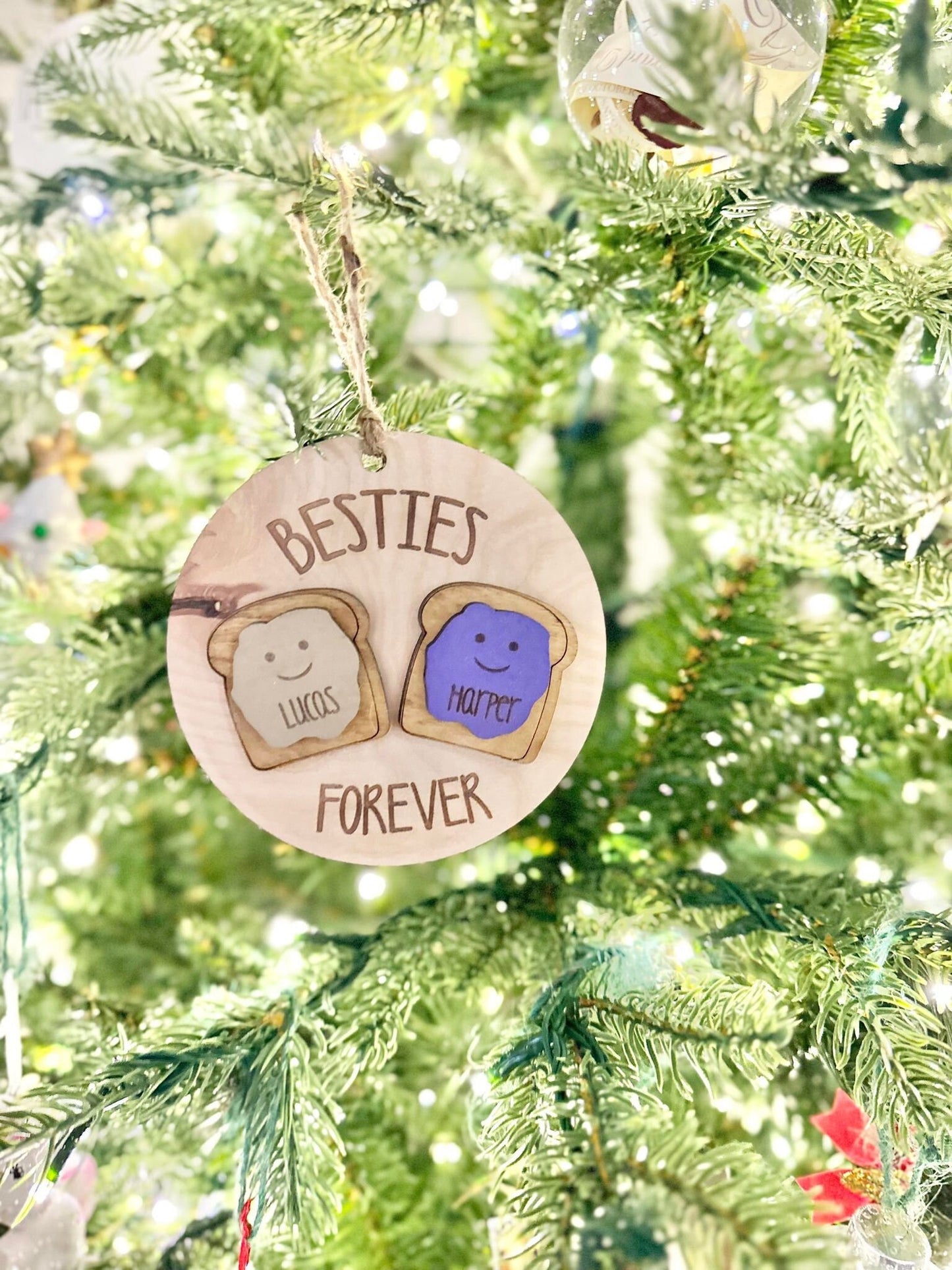 Best Friend Ornament, Best Friend Gifts, Besties Forever, Peanut Butter Jelly Ornament