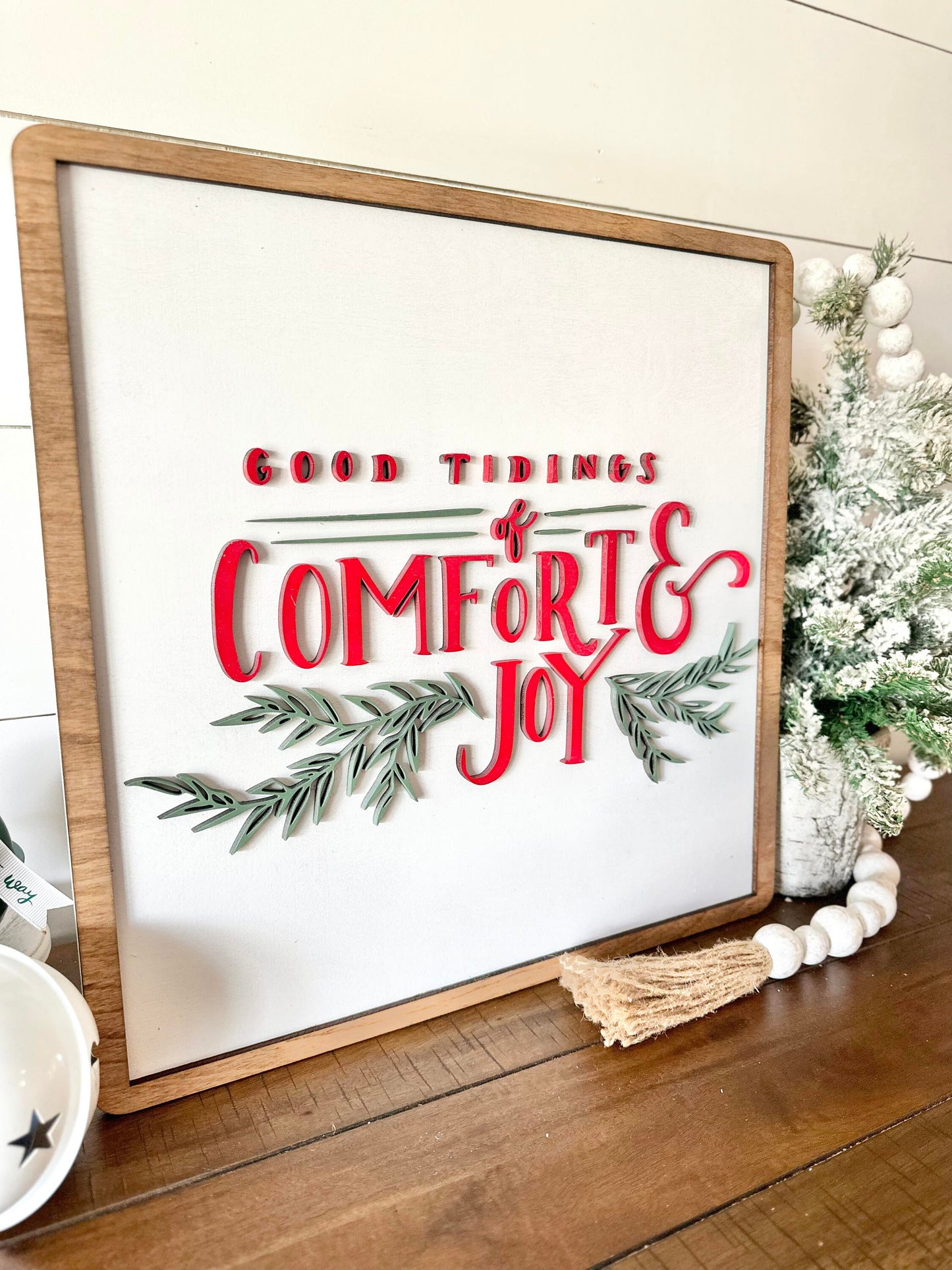 Good Tidings of Comfort and Joy, Large Christmas Signs, Farmhouse Christmas, Christmas Mantel Sign, Christmas Wall Art