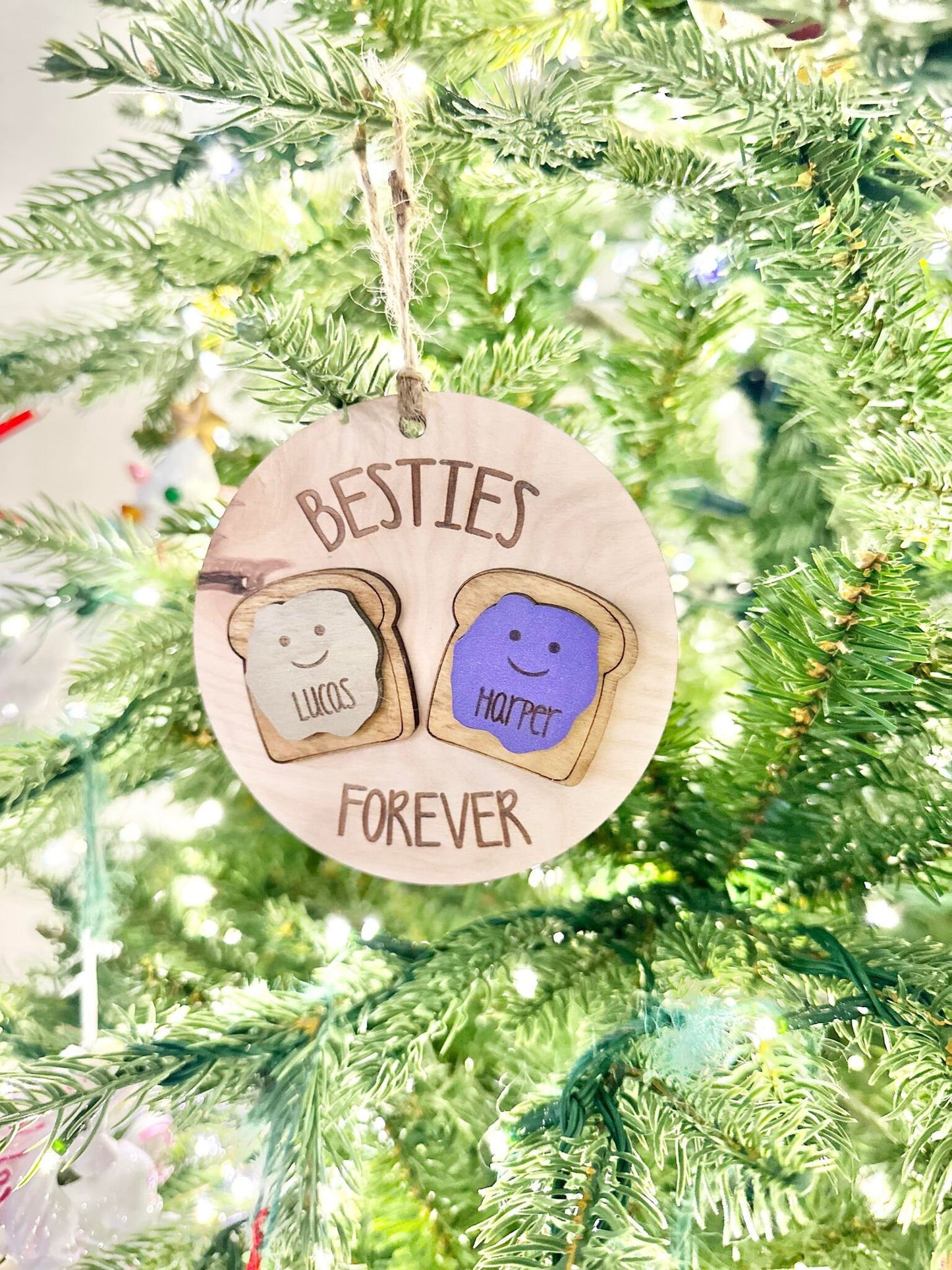 Best Friend Ornament, Best Friend Gifts, Besties Forever, Peanut Butter Jelly Ornament