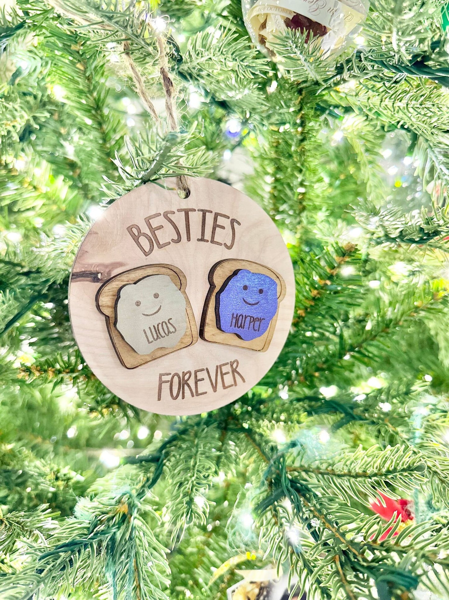 Best Friend Ornament, Best Friend Gifts, Besties Forever, Peanut Butter Jelly Ornament