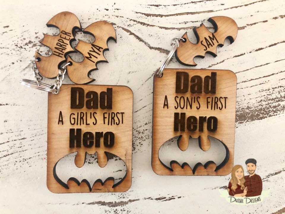 Dad - A Girl's First hero or Dad - A Son's first her - Dad Keychain - Super Dad Keychain - Super Hero Keychain for Dad - Hero Dad Keychain