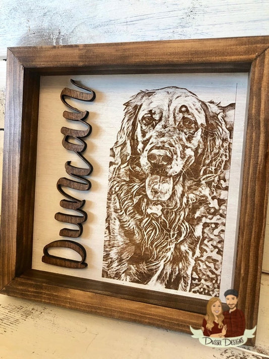 Dog Portrait - Engraved Pet Portrait Sign - Farmhouse Pet Portrait 3D Sign - Pet Memorial Portrait - Pet Memorial - Dog Mama Gift -