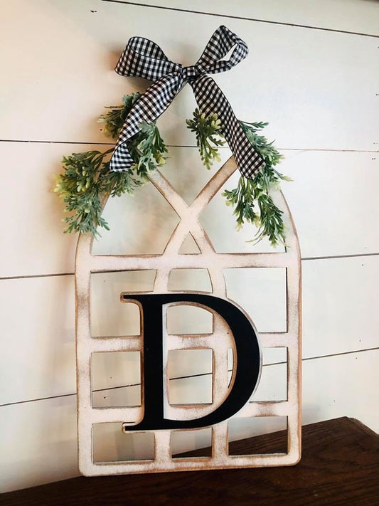 Farmhouse Window - Wood Farmhouse Window - Farmhouse Window With initial or Last name - Farmhouse Decor - Farmhouse Home