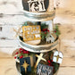 Christmas Nativity Tiered Tray Set - Nativity Farmhouse Tiered Tray Signs - Jesus and Mary - O Holy Night - Christian Christmas Decor