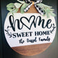 Home Sweet Home - Last Name Door Hanger - Beautiful Farmhouse Door Hanger - 3D Sign - 3D Door Hanger - Circle Personalized Front Door Sign