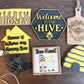 Bee Tiered Tray - Welcome to our Hive - Honey Themed Tiered Tray - Honey Bee - Home is where my Honey Bee - Bee Decor - Bee Signs - Honey