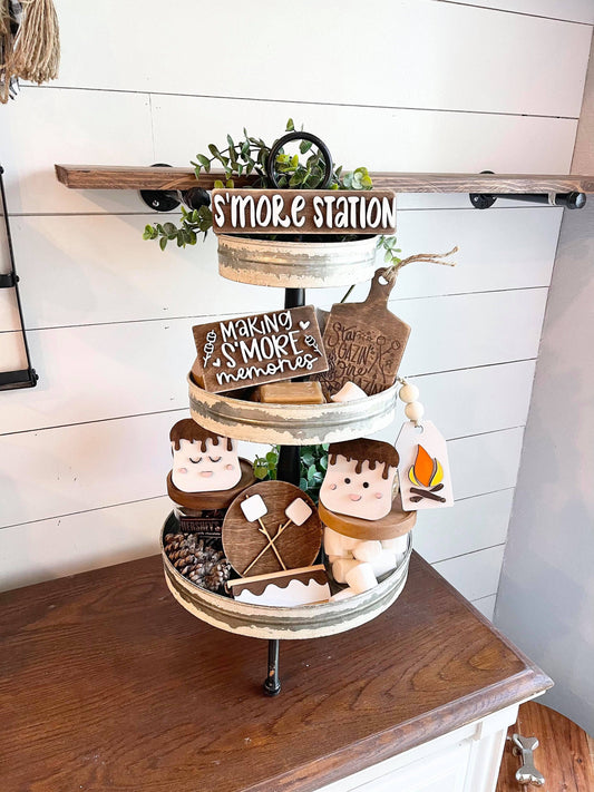 S'more Station Tiered Tray Set - S'more Love Decor - S'more Mini 3D Signs - S'more Tiered Tray Signs - Marshmallow Mug Sign - Campfire Decor