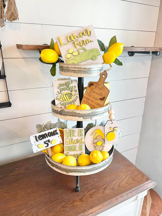 Lemon Tiered Tray Signs, Lemon Decor, Lemon 3D Mini Signs, Lemon Farm Decor - Lemon Quotes signs, Farmhouse Lemons, Tiered Tray Signs