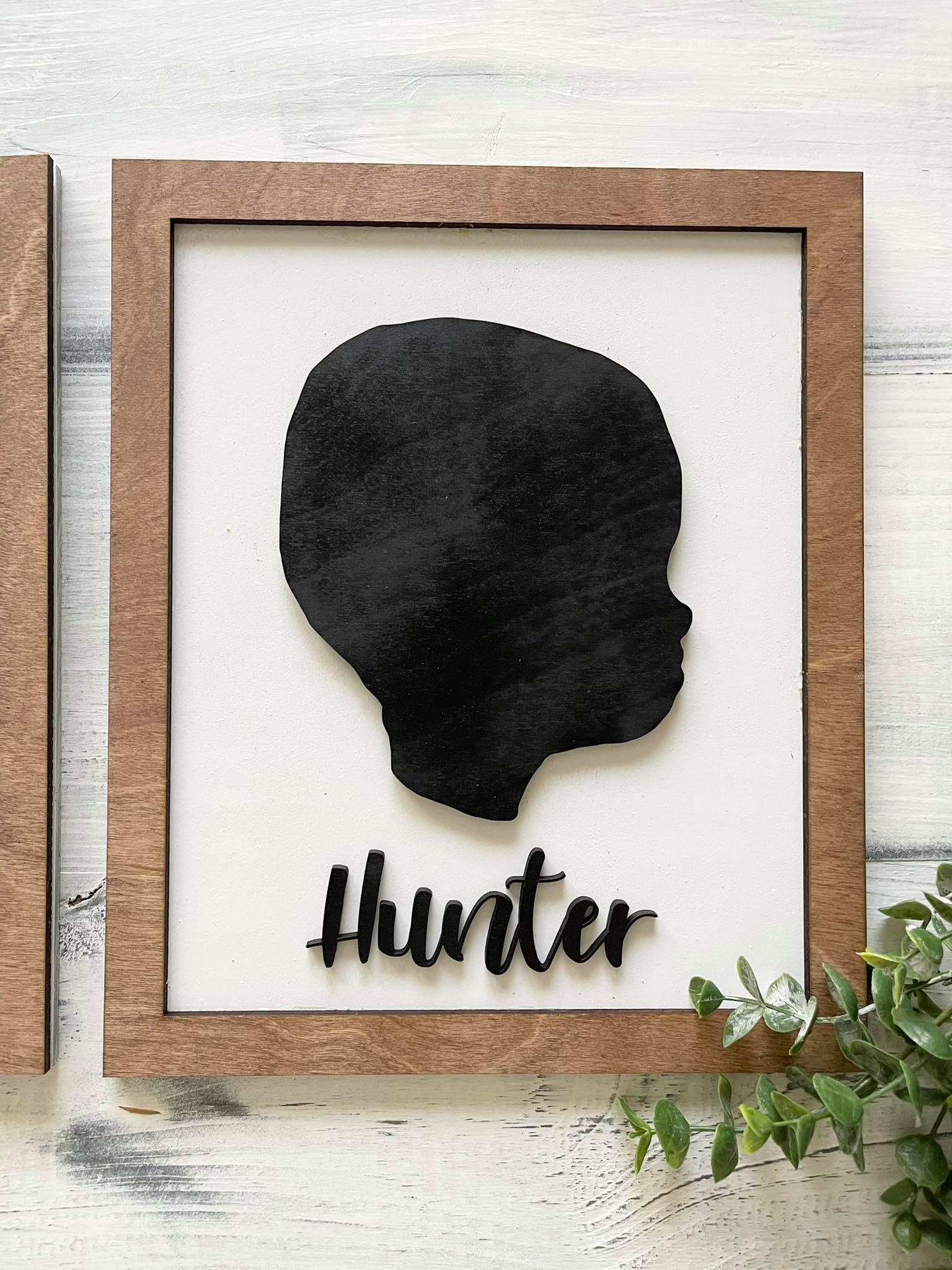 Custom Silhouette Portrait, Childrens Silhouette portrait 3D Sign - Personalized Children's portrait hanging Sign, Gifts for Mom, Children