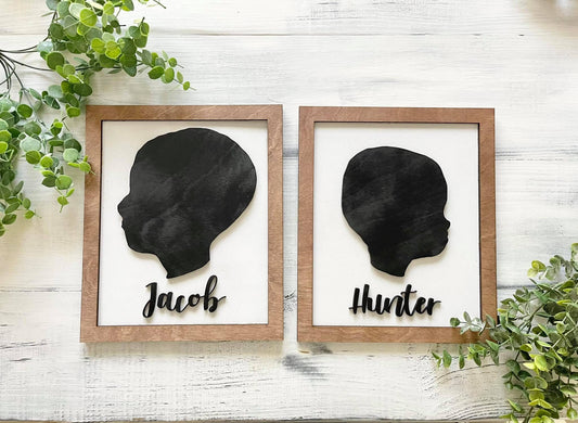 Custom Silhouette Portrait, Childrens Silhouette portrait 3D Sign - Personalized Children's portrait hanging Sign, Gifts for Mom, Children