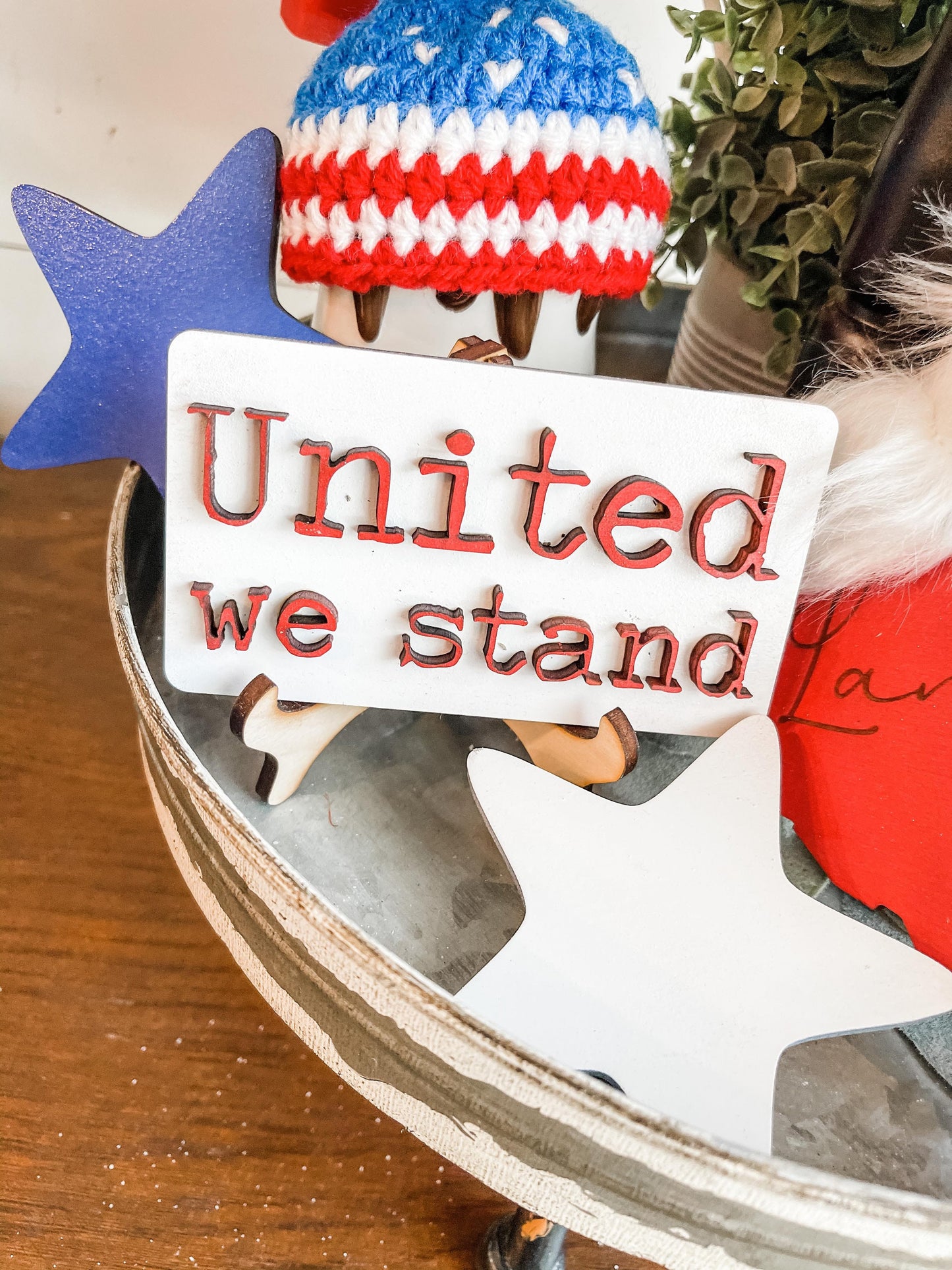 God Bless America Tiered Tray Set - Patriotic Tiered Tray Signs - Patriotic Décor - 4th of July Decor - 4th of July Tiered Tray - Patriotic