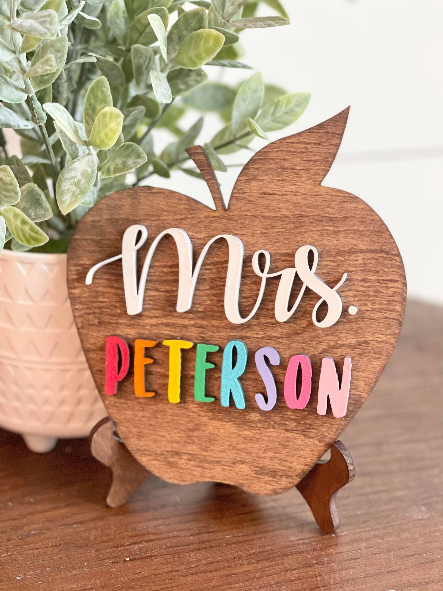 Personalized Desktop Teacher Apple Sign - Mini Apple Sign for Teachers - Gifts for Teachers - Teacher Desk Sign Personalized - Teacher Gift