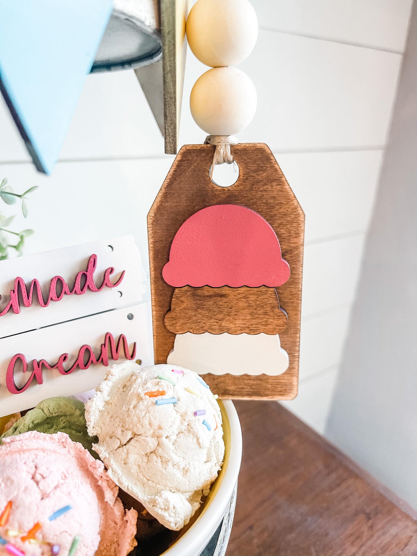 Ice Cream Tiered Tray Decor - Ice Cream Tiered Tray Signs - Farmhouse Ice Cream Decor - Rae Dunn Ice Cream Decor - Summer Tiered Tray Decor