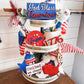 God Bless America Tiered Tray Set - Patriotic Tiered Tray Signs - Patriotic Décor - 4th of July Decor - 4th of July Tiered Tray - Patriotic