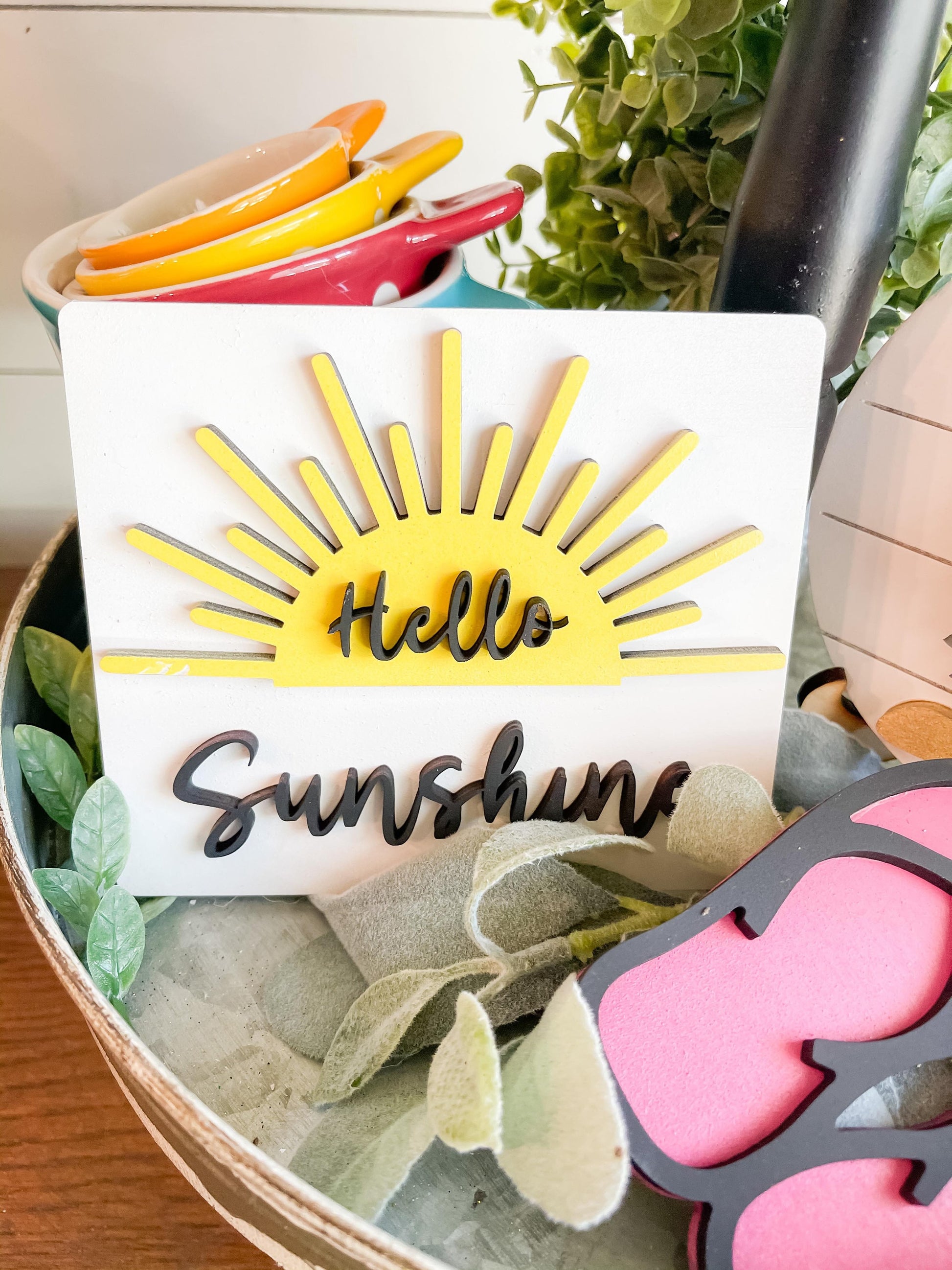 Hello Summer Tiered Tray - Summer Themed Tiered Tray - Summer Break Tiered Tray - Summer Tiered Tray Signs - Hello Sunshine Tiered Tray