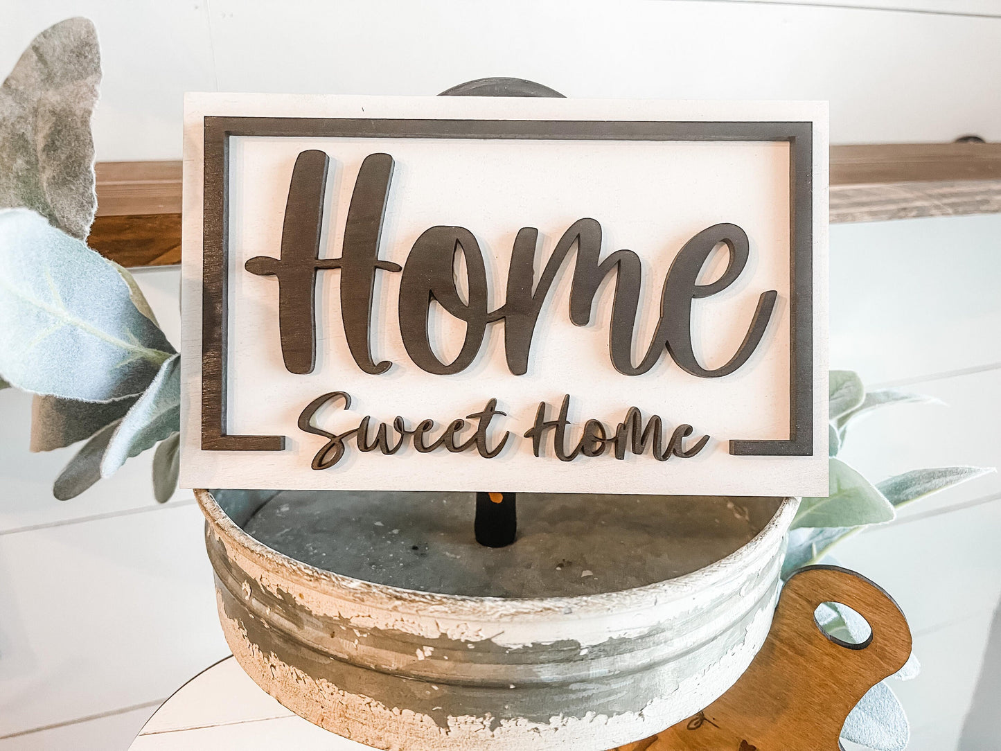 Family Tiered Tray - Home Sweet Home Tiered Tray - Farmhouse Tiered Tray Signs - Personalized Tiered Tray Signs - Farmhouse Boho Decor