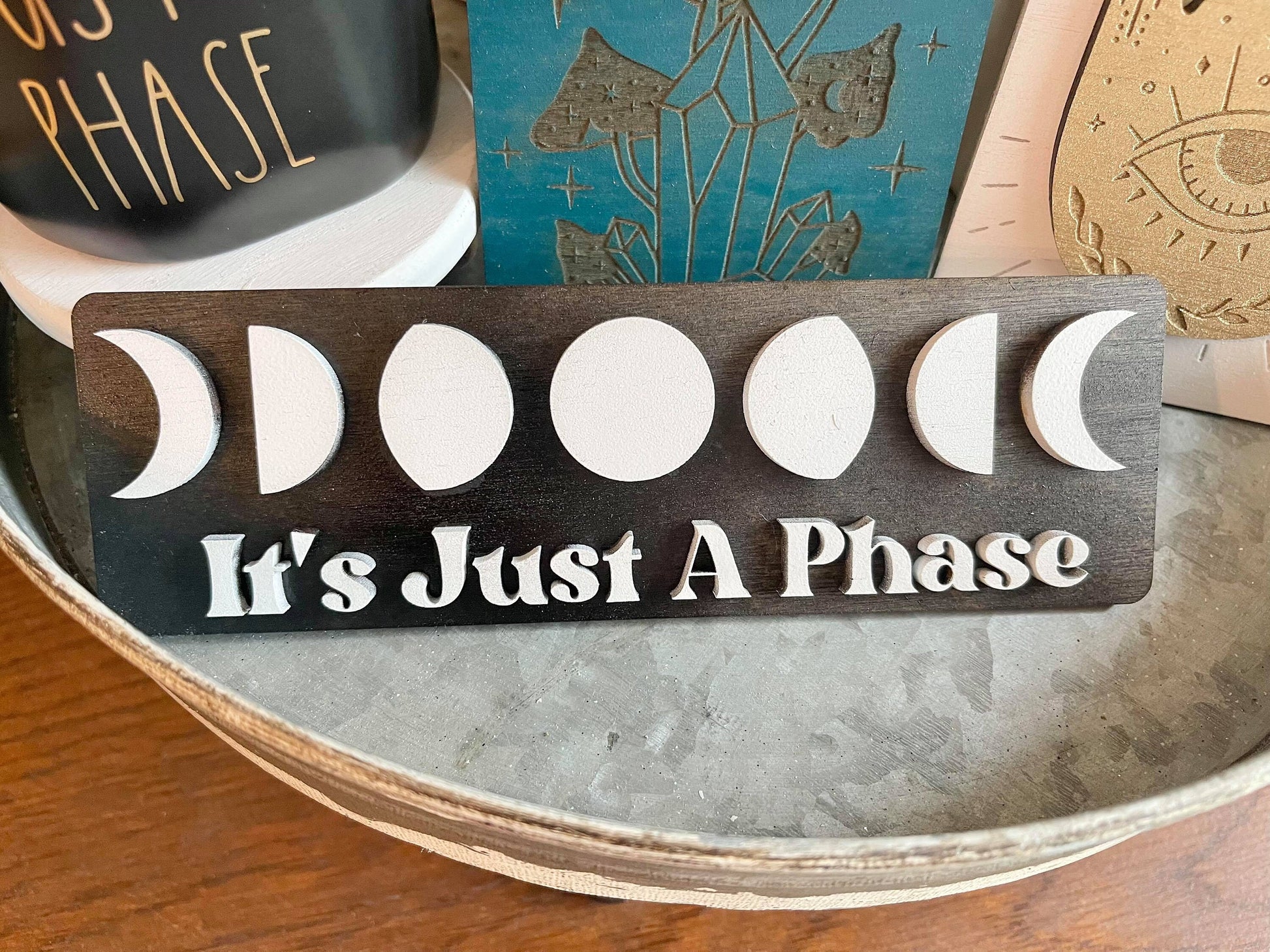 Mystical Tiered Tray Set - You are Magic Sign - Manifest that shit - Manifestation Decor - Mushroom Decor - Mushroom Signs - Moon Deco Boho