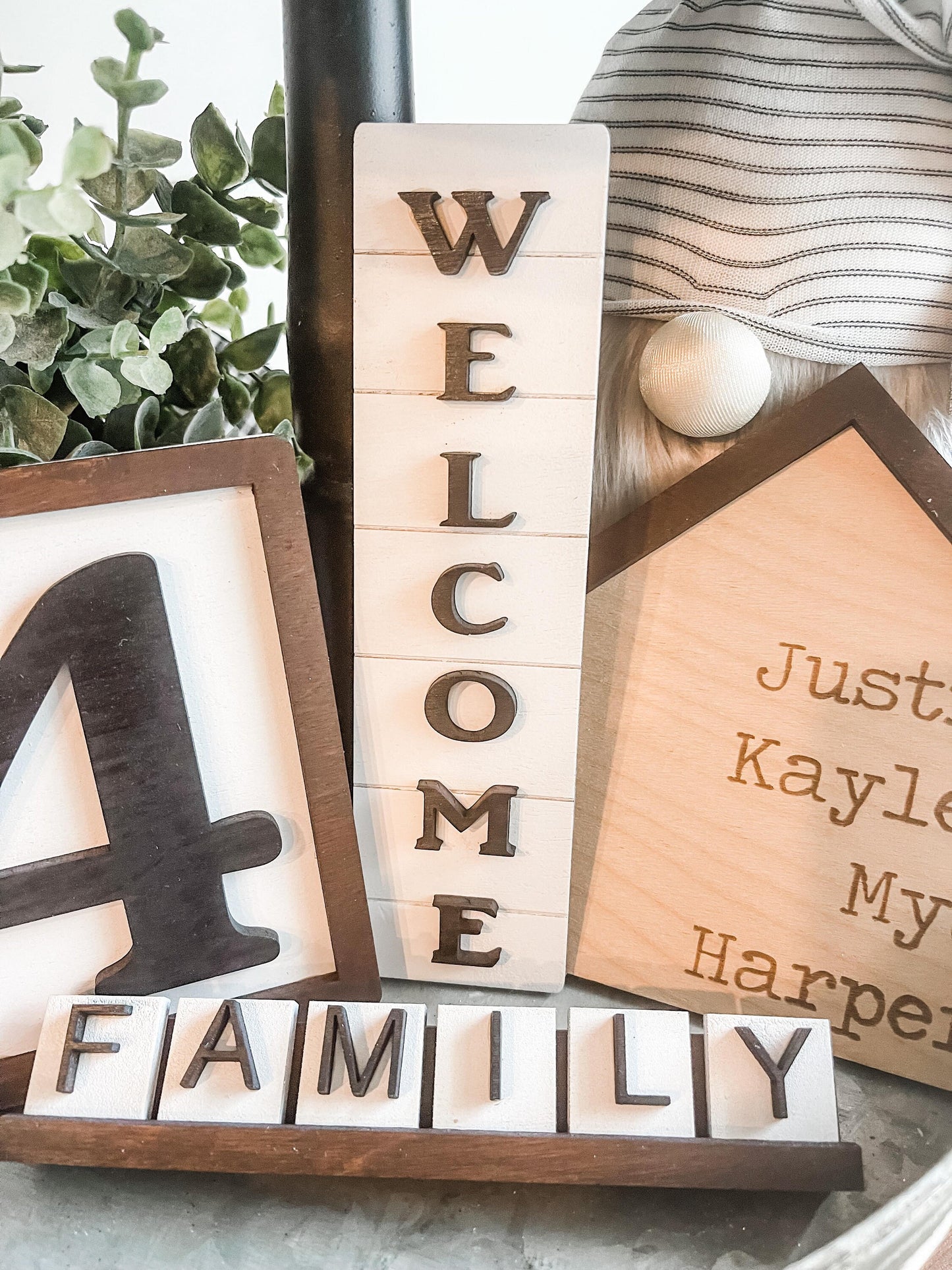 Family Tiered Tray - Home Sweet Home Tiered Tray - Farmhouse Tiered Tray Signs - Personalized Tiered Tray Signs - Farmhouse Boho Decor