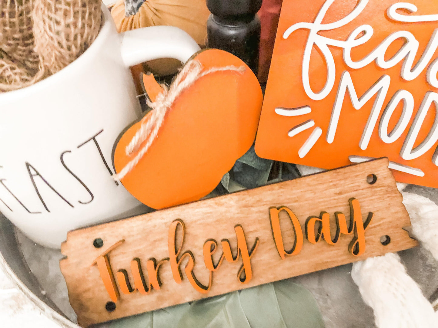 Thanksgiving Tiered Tray Set - Funny Thanksgiving Decor - Thankgiving Tiered Tray Signs - Gobble Till you wobble - Oh my gourd I love Autumn