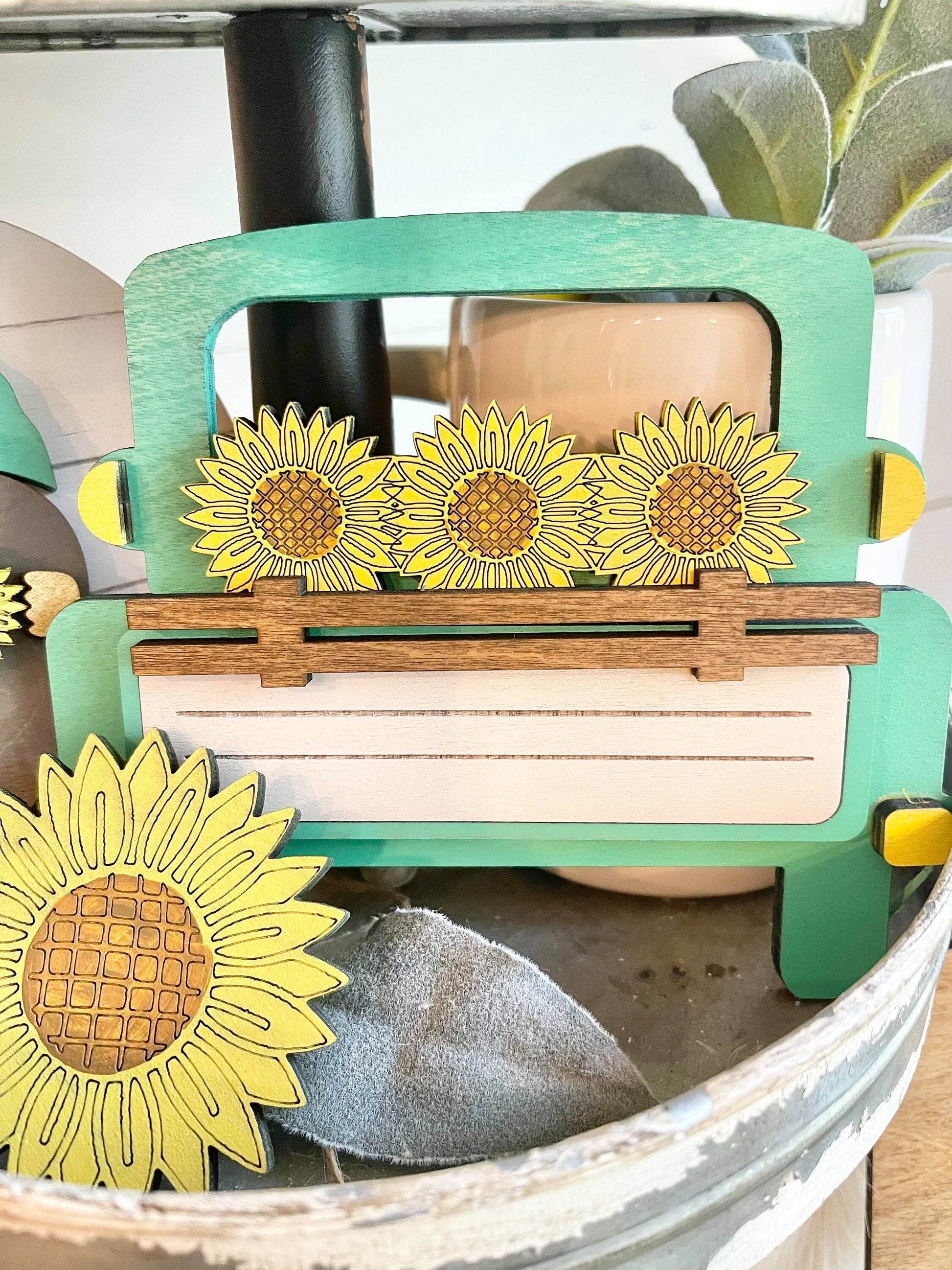 Sunflower Market Tiered Tray Set - Fall Sunflower Decor - Fall Sunflower Farm Decor - Sunflower Signs - Sunflower Tiered Tray - Farmhouse