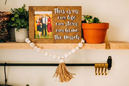 This is us - our life - our story - our home - personalized last name photo frame - gifts for families - gifts for moms - housewarming gifts