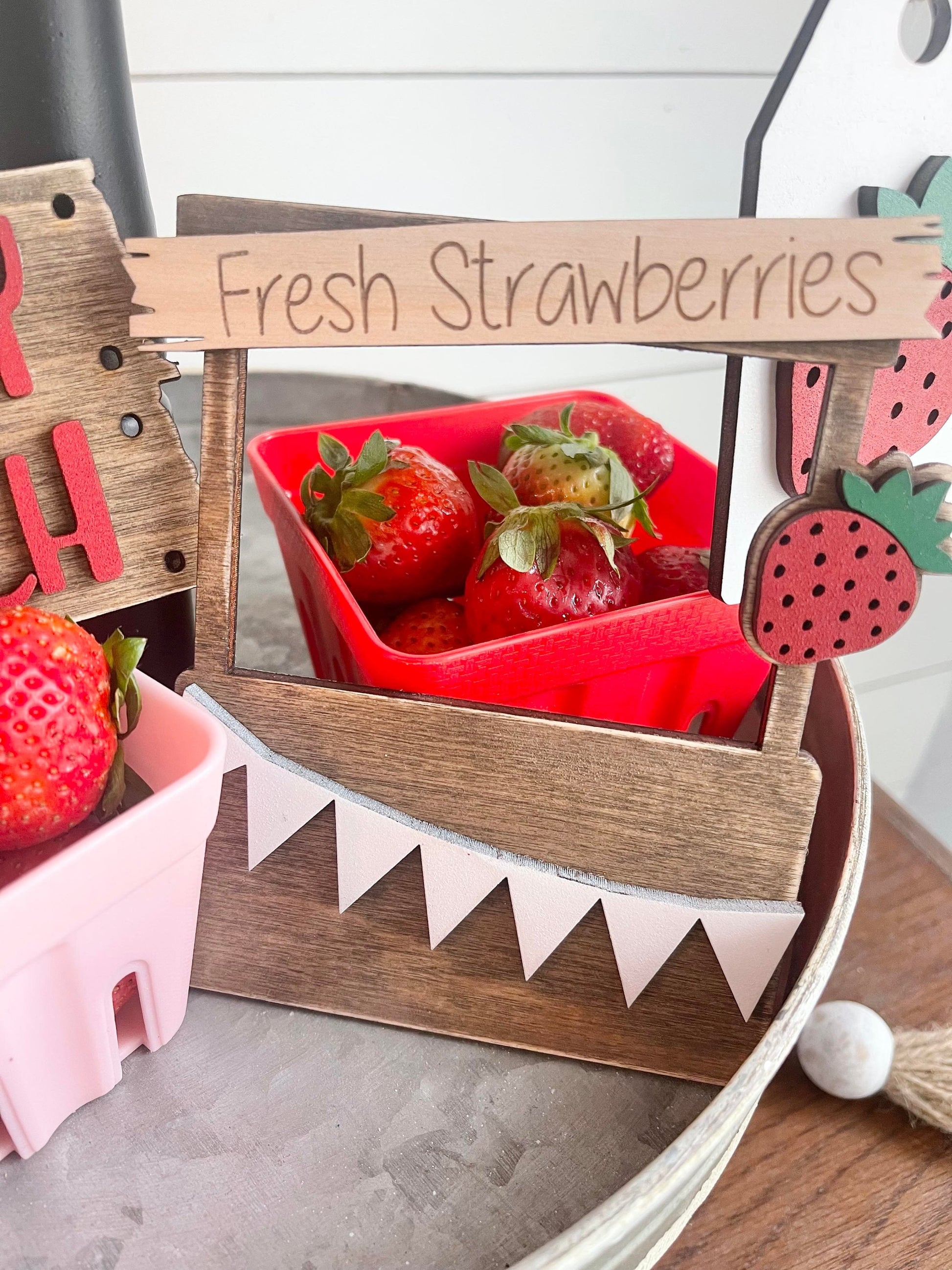 Strawberry Tiered Tray - Strawberry Decor - Strawberry Signs - Farm Fresh Strawberries - Strawberry Party Decorations - Strawberry Stands