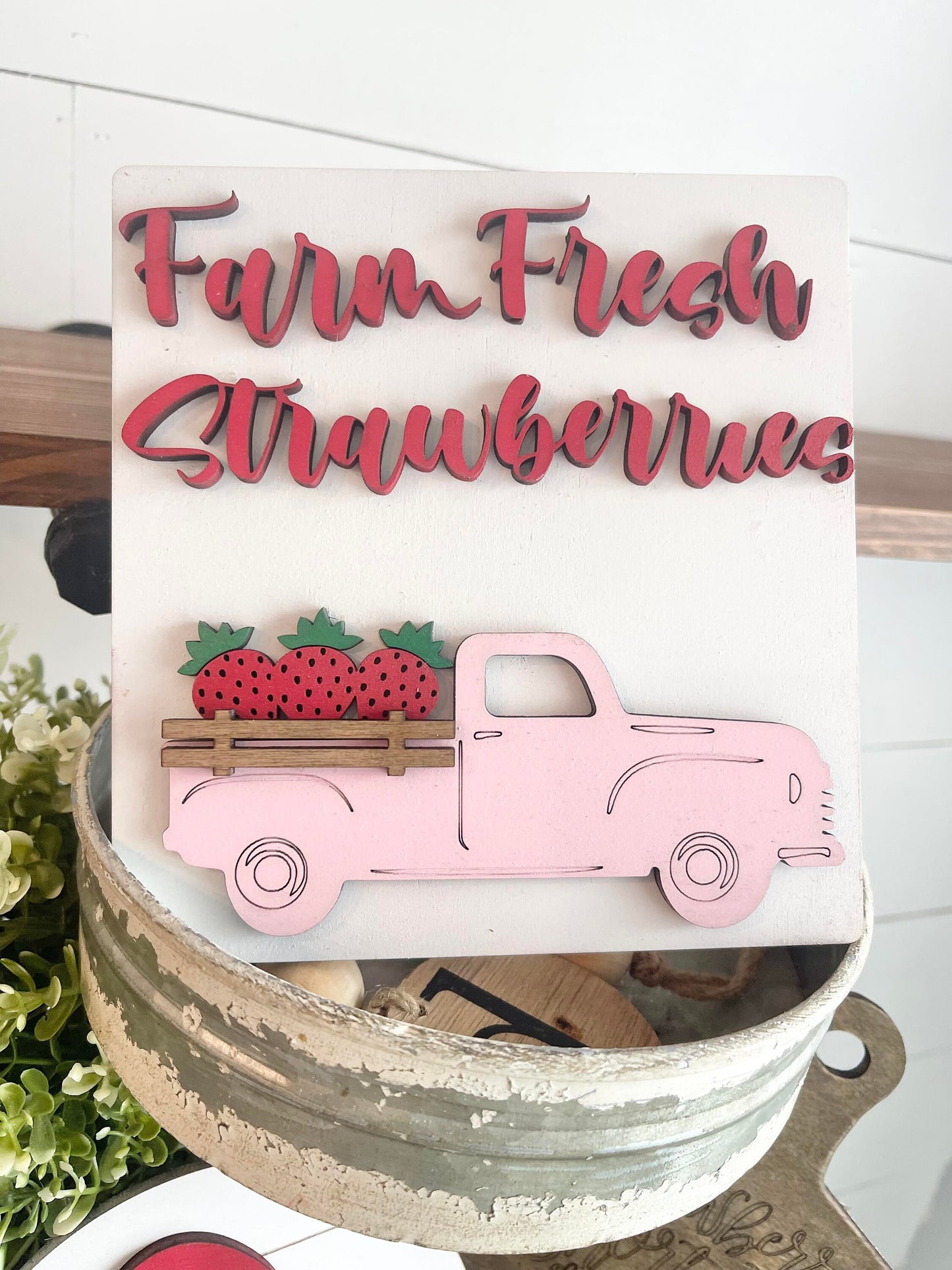 Strawberry Tiered Tray - Strawberry Decor - Strawberry Signs - Farm Fresh Strawberries - Strawberry Party Decorations - Strawberry Stands