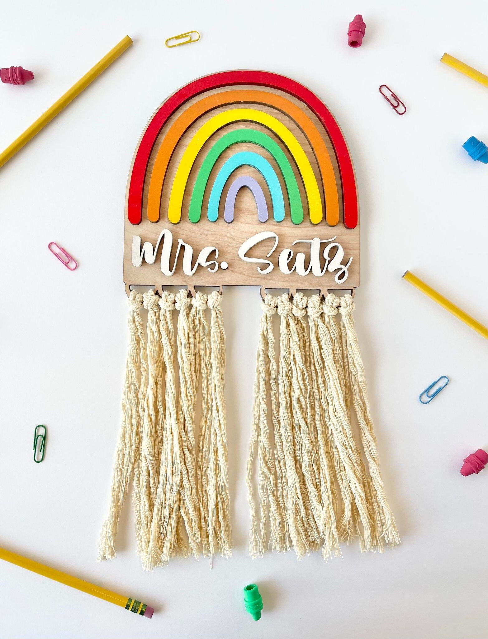 Teacher Name Sign, Rainbow, Teacher Appreciation Gift Personalized, Preschool Teacher,