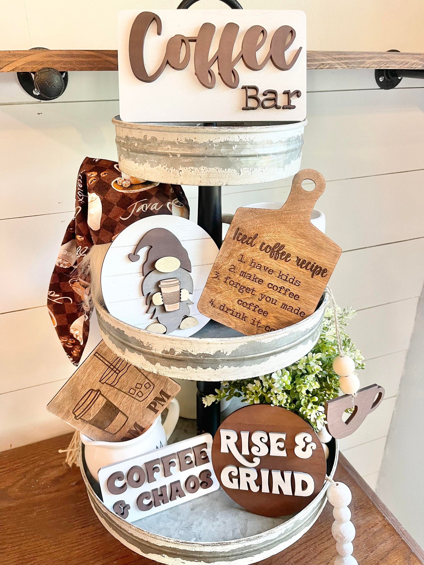 Coffee Bar Tiered Tray - Coffee Tiered Tray - Coffee Bar Decor - Coffee Tiered Tray Decor Bundle - Coffee Signs - Coffee Signs for Kitchen