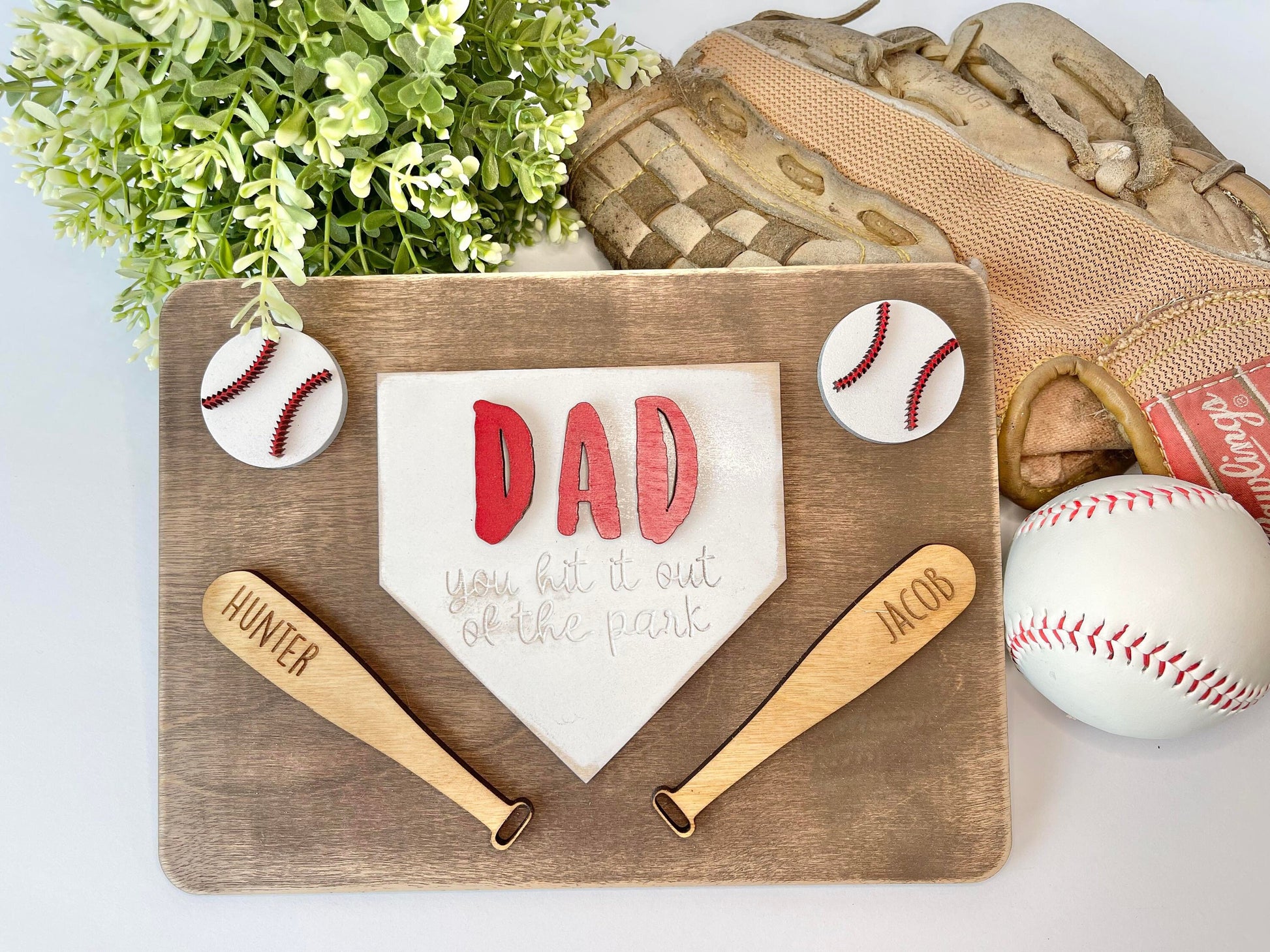 Dad you hit it out of the park - Fathers Day Sign - Fathers Day Gift - Gifts for Dad - Gifts for Dad from Kids - Baseball Dad Gift - Basebal