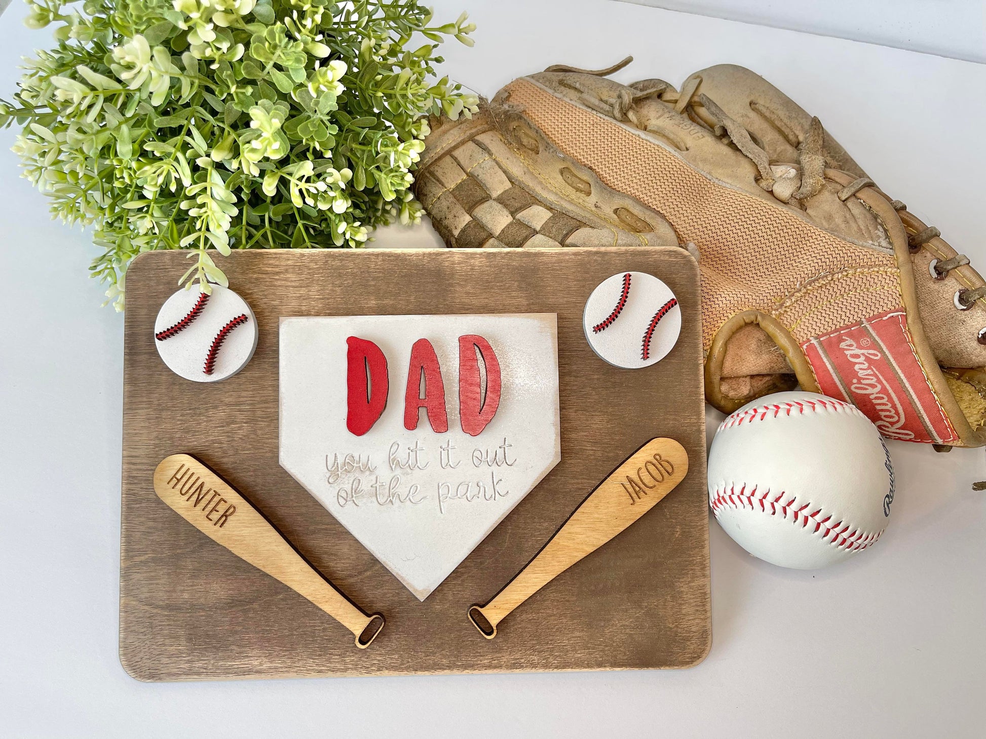 Dad you hit it out of the park - Fathers Day Sign - Fathers Day Gift - Gifts for Dad - Gifts for Dad from Kids - Baseball Dad Gift - Basebal