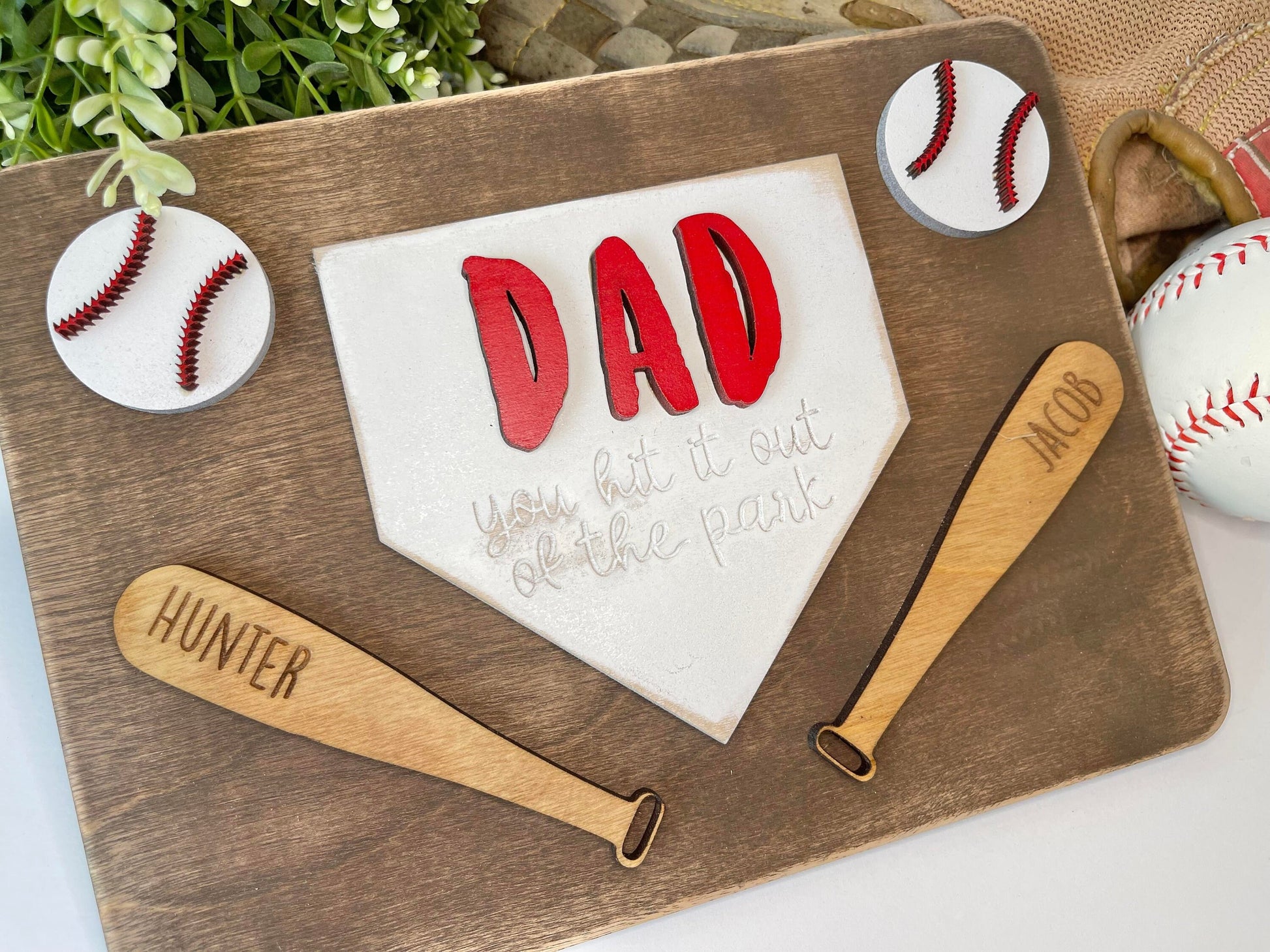 Dad you hit it out of the park - Fathers Day Sign - Fathers Day Gift - Gifts for Dad - Gifts for Dad from Kids - Baseball Dad Gift - Basebal