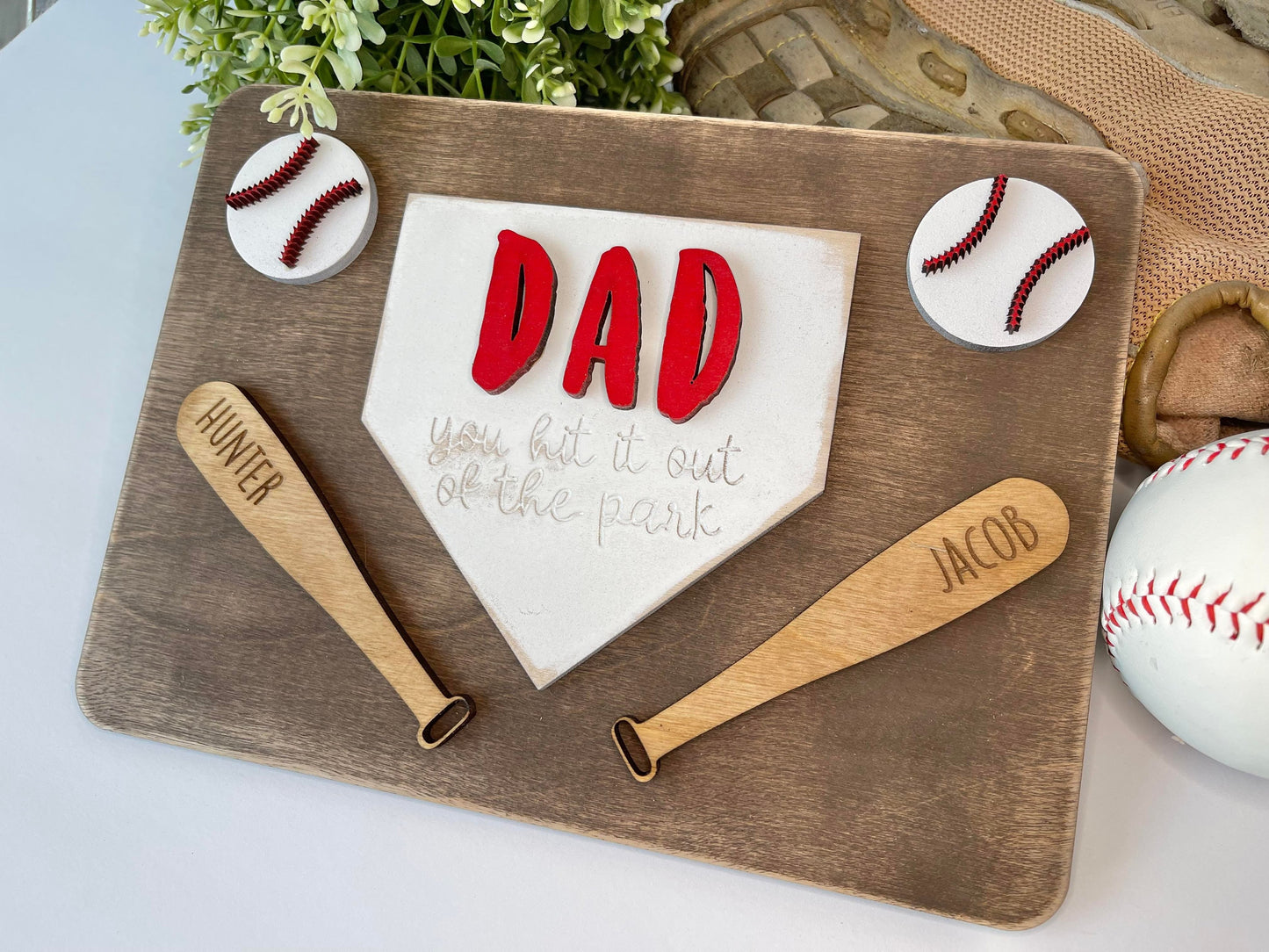 Dad you hit it out of the park - Fathers Day Sign - Fathers Day Gift - Gifts for Dad - Gifts for Dad from Kids - Baseball Dad Gift - Basebal