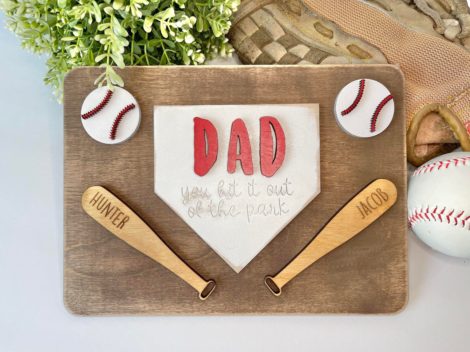 Dad you hit it out of the park - Fathers Day Sign - Fathers Day Gift - Gifts for Dad - Gifts for Dad from Kids - Baseball Dad Gift - Basebal