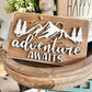 Adventure Awaits Tiered Tray - Traveling Themed Signs - Traveling Tiered Tray - Bus Life Signs - Wanderlust Signs - Explorer Signs - Skoolie