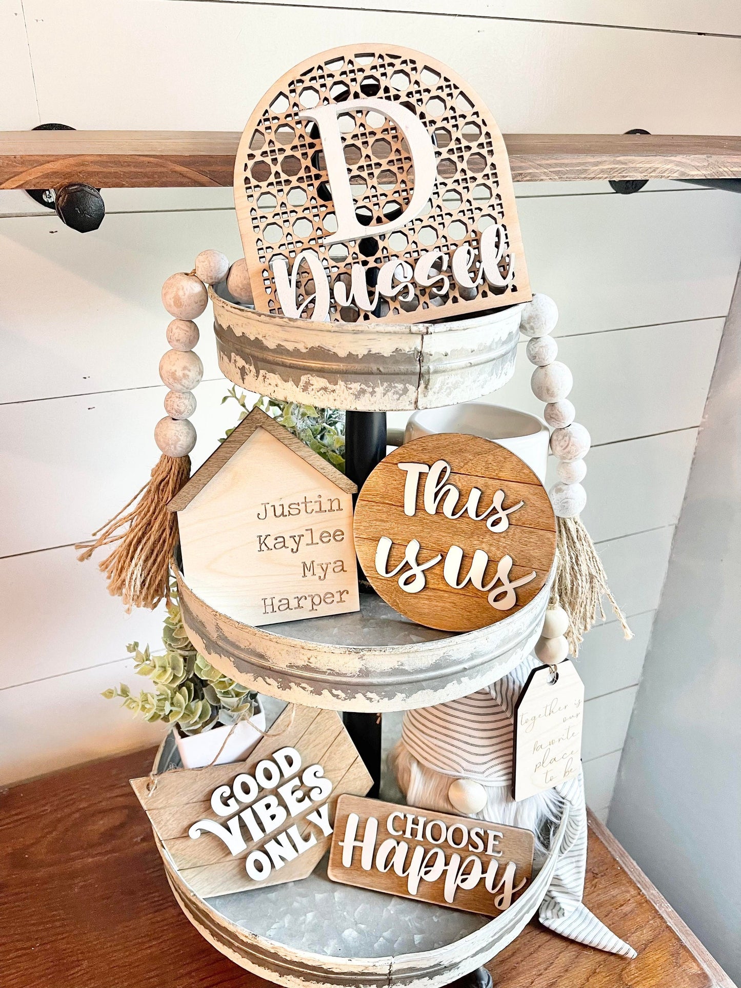 Boho Tiered Tray - Boho Tiered Tray Bundle - Boho Decor - Boho Tray Signs - Boho Farmhouse Decor - Personalized Tiered Tray - Tiered Trays