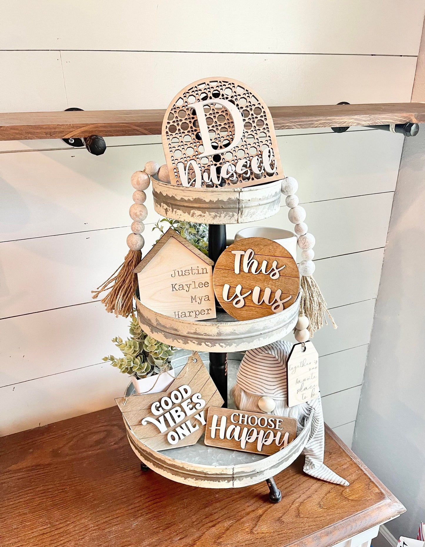 Boho Tiered Tray - Boho Tiered Tray Bundle - Boho Decor - Boho Tray Signs - Boho Farmhouse Decor - Personalized Tiered Tray - Tiered Trays