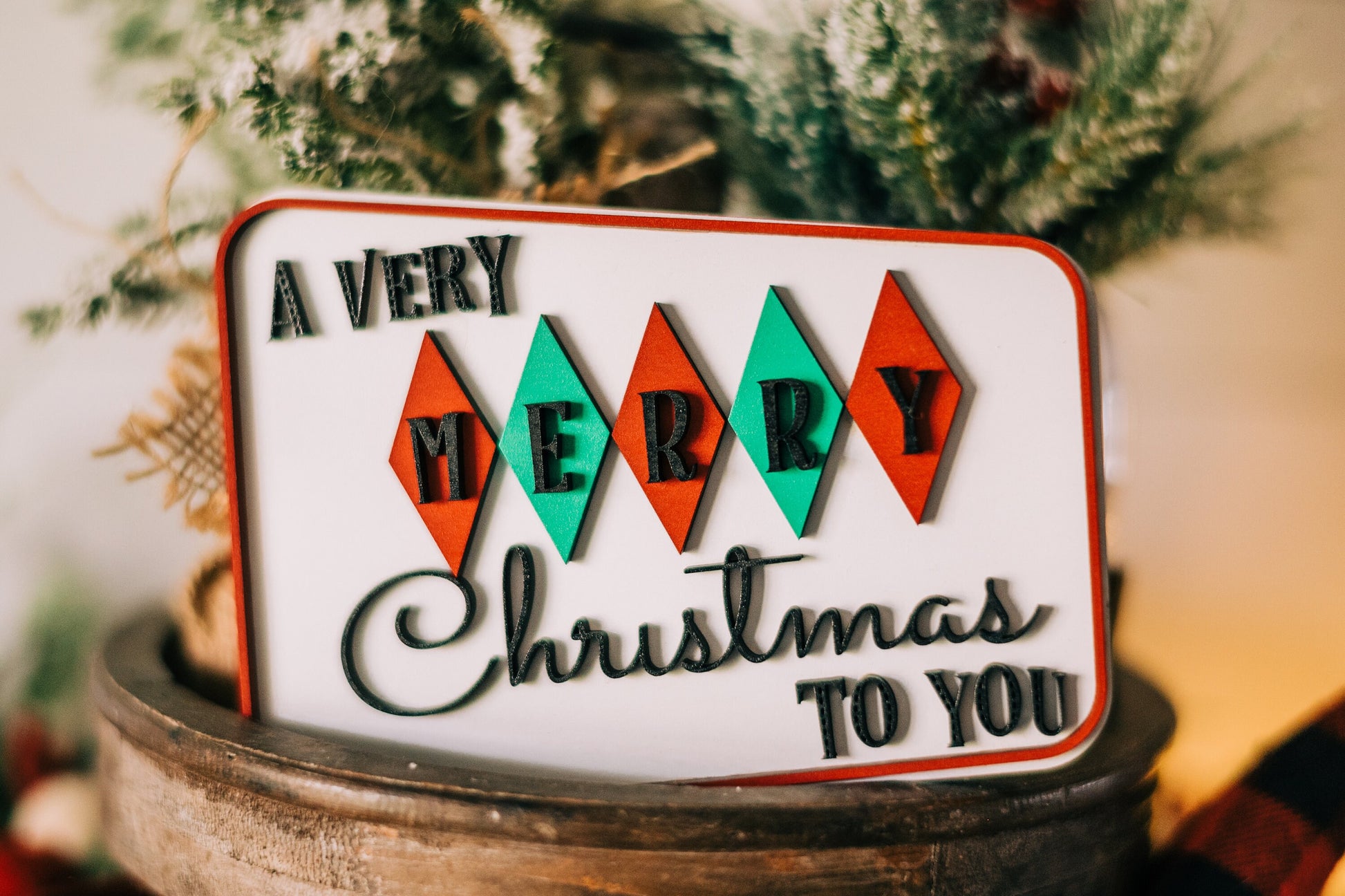 Retro Christmas Signs - A Very Merry Christmas do you - Retro Christmas Decor - Retro Christmas Handmade Signs - Retro Christmas Tiered Tray