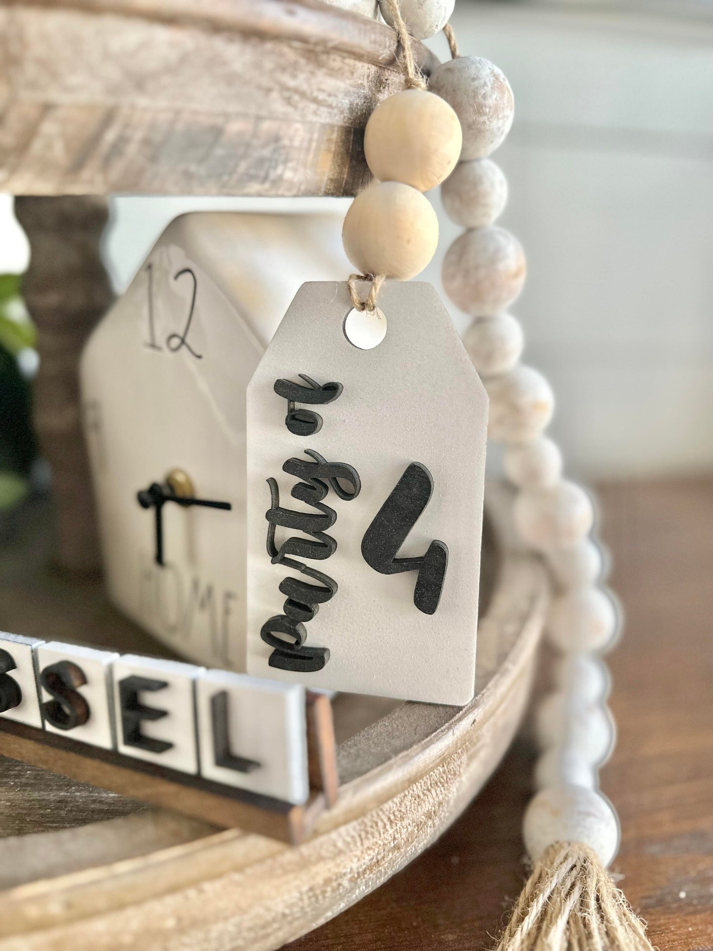 Family Farmhouse Tiered Tray - These are the good old days signs - 4 piece tiered tray bundle - our happy place signs - last name scrabble