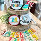 Happy Birthday Tiered Tray - Interchangeable Birthday Age Sign - Birthday Decor - Birthday Signs - Birthday Party Decor - Birthday Tray