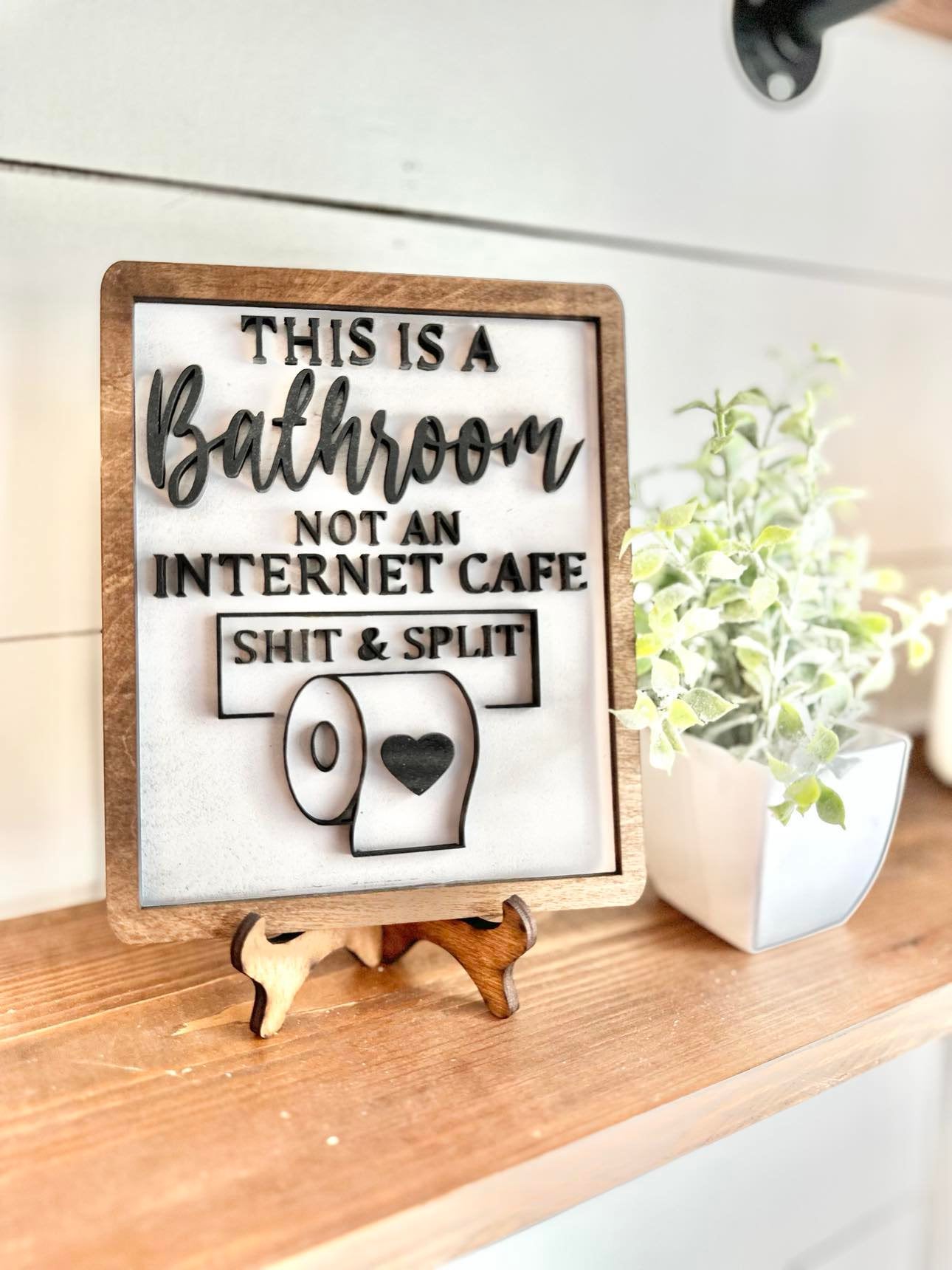 This is a bathroom - not an internet cafe - shit and split - funny bathroom signs - funny bathroom decor - humor bathroom signs - funny sign