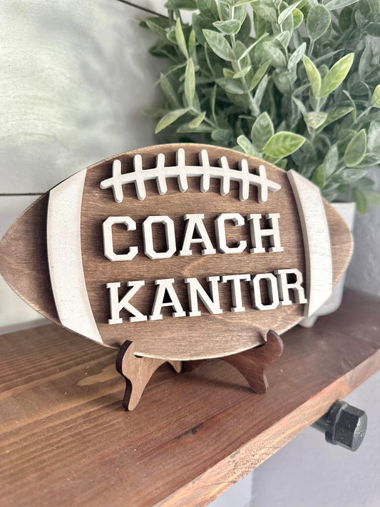 Personalized Desktop Football Coach Sign - Gifts for Football Coach - PE Coach Gift Personalized - Gifts for Coaches - Football Coach