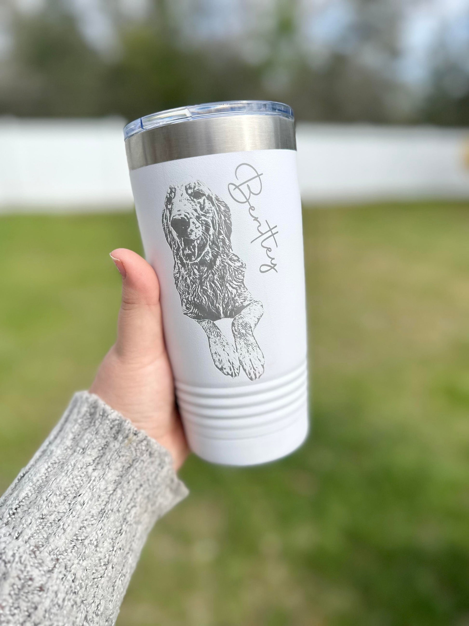 Custom Engraved Dog Portrait Tumbler - Gifts for Dog Moms - Gifts for Dog Dads - Pet Lover Gifts - Gifts for Pet Parents - Dog or Cat Gift