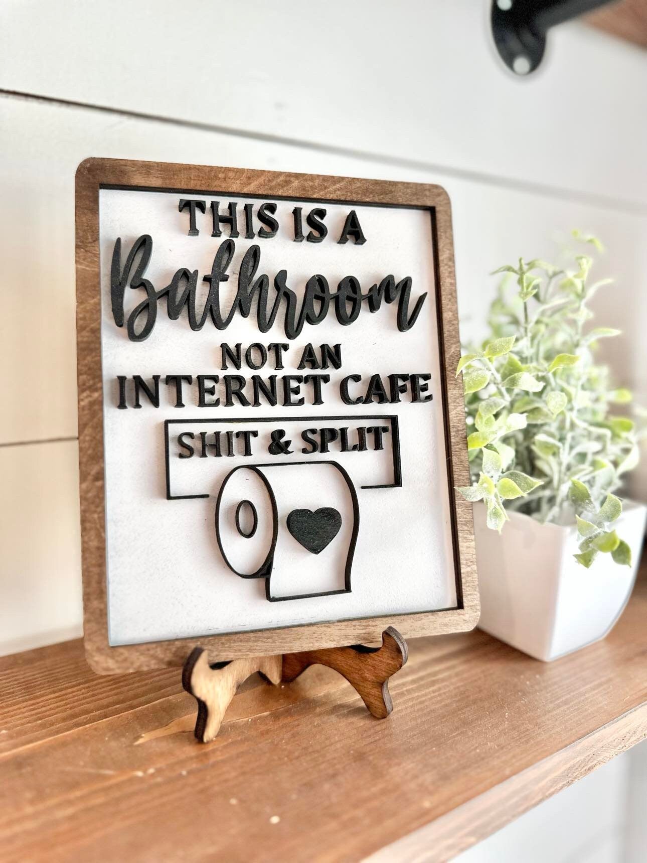 This is a bathroom - not an internet cafe - shit and split - funny bathroom signs - funny bathroom decor - humor bathroom signs - funny sign