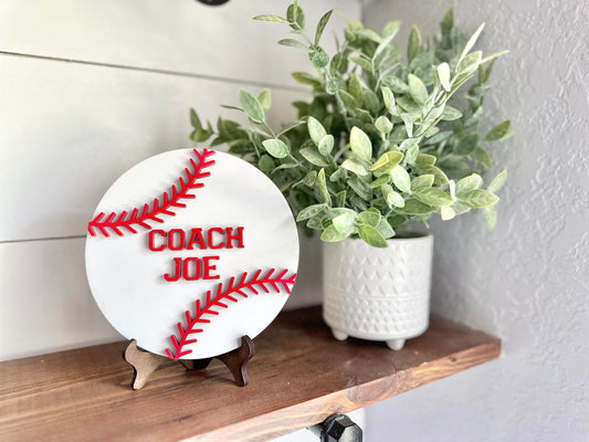 Personalized Desktop Baseball Coach Sign - Gifts for Baseball Coach - PE Coach Gift Personalized - Gifts for Coaches - Baseball Coach