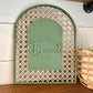 Rattan last name shelf sign - Rattan wall decor - Personalized Boho Shelf Signs - Sage Green Signs - Rattan Signs - Boho Decor - Bohoemian